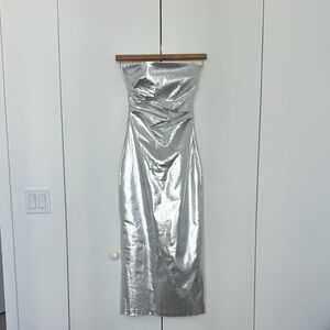 Zara - Elegant Silver Strapless Dress